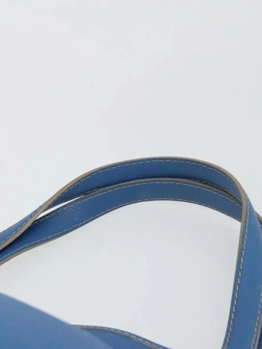 Salvatore Ferragamo Gancini Tote Bag Leather Blue Gold Auth 185584A